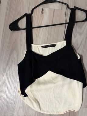 Zara Black and Cream Two-Tone Layered Camisole
